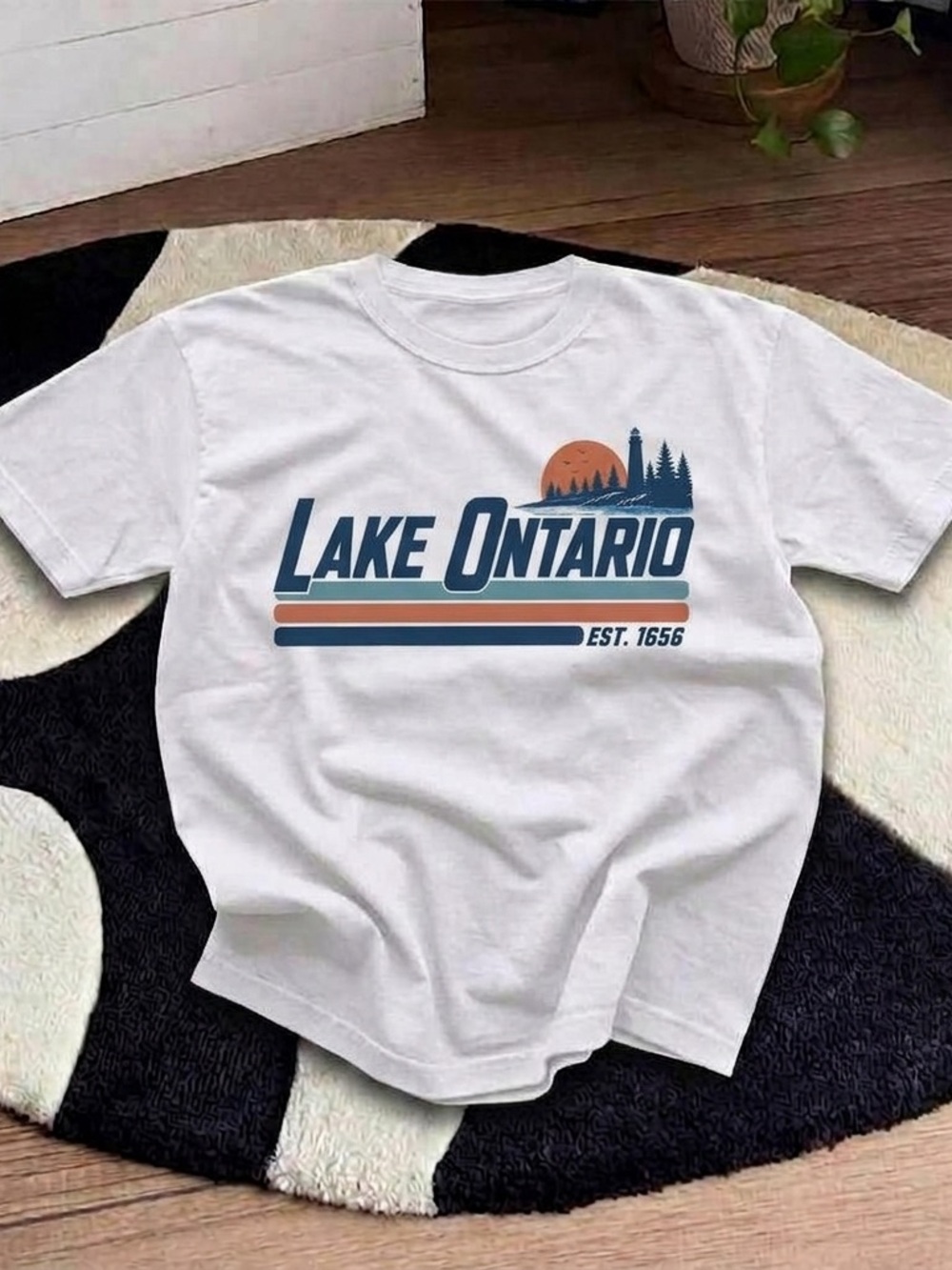 Lake Ontario Sunset Shirt, Canadian Nature Graphic Tee - White Unisex